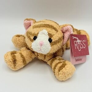 Vintage Russ Berrie Tabbies Orange Cat Plush 5" Striped Beanie Stuffed Kitty NWT
